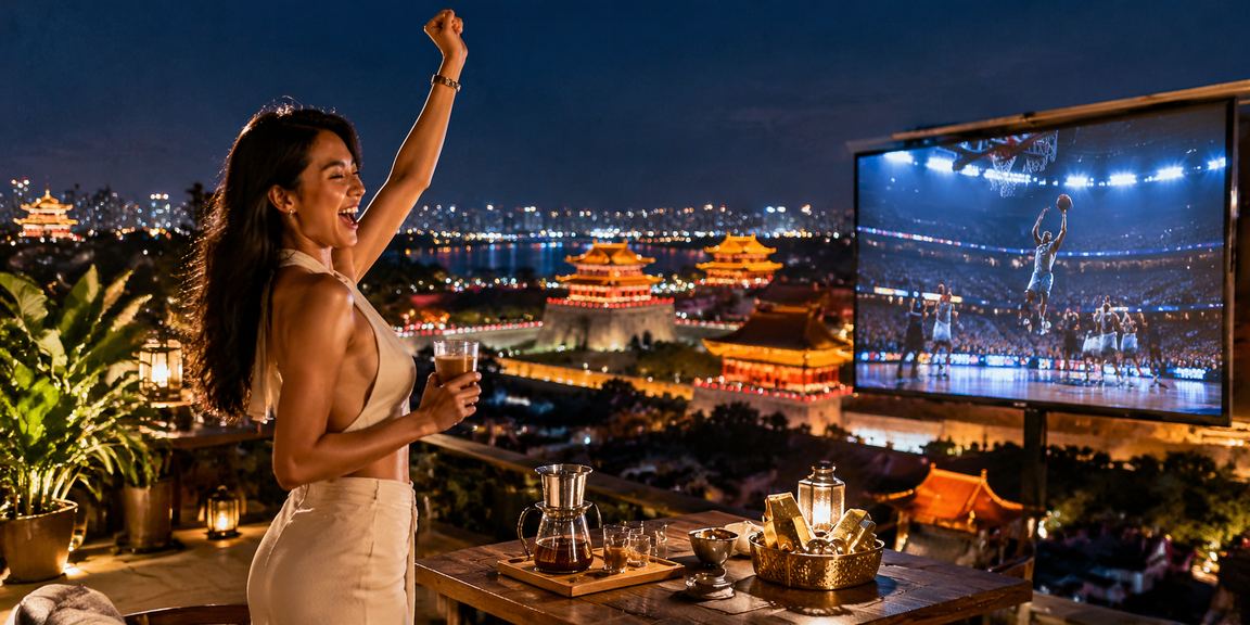 Người chơi xem cược bóng rổ tại Huế với ly cà phê Việt truyền thống